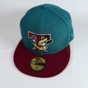 USA Cap King Toronto Blue Jays New Era 59FIFTY Hat 7 5/8 Aqua Red Side Patch